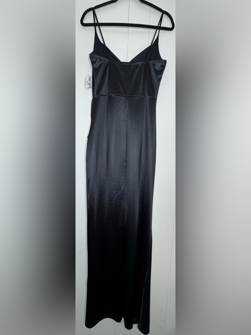 NWT Altar'd State Black Satin Slit Evening Gown Size Large - Picture 3 of 11